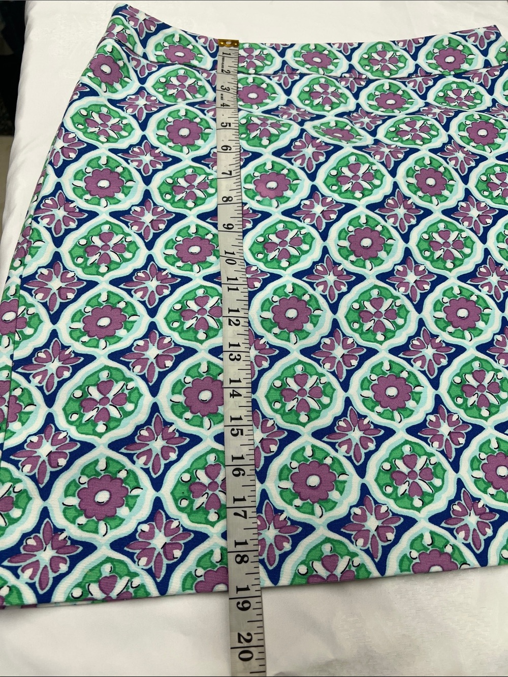 Talbots Blue, Green & Purple Floral Geometric Mini Lining Skirt Size 6 - Picture 10 of 11